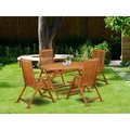 East West Furniture 5 Piece Diboll Acacia Patio Dining Set - Natural Oil DICN5NC5N